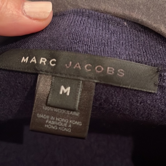 Marc Jacobs navy cropped open front sweater w/ black jewel detail. Bow on back - Picture 5 of 6